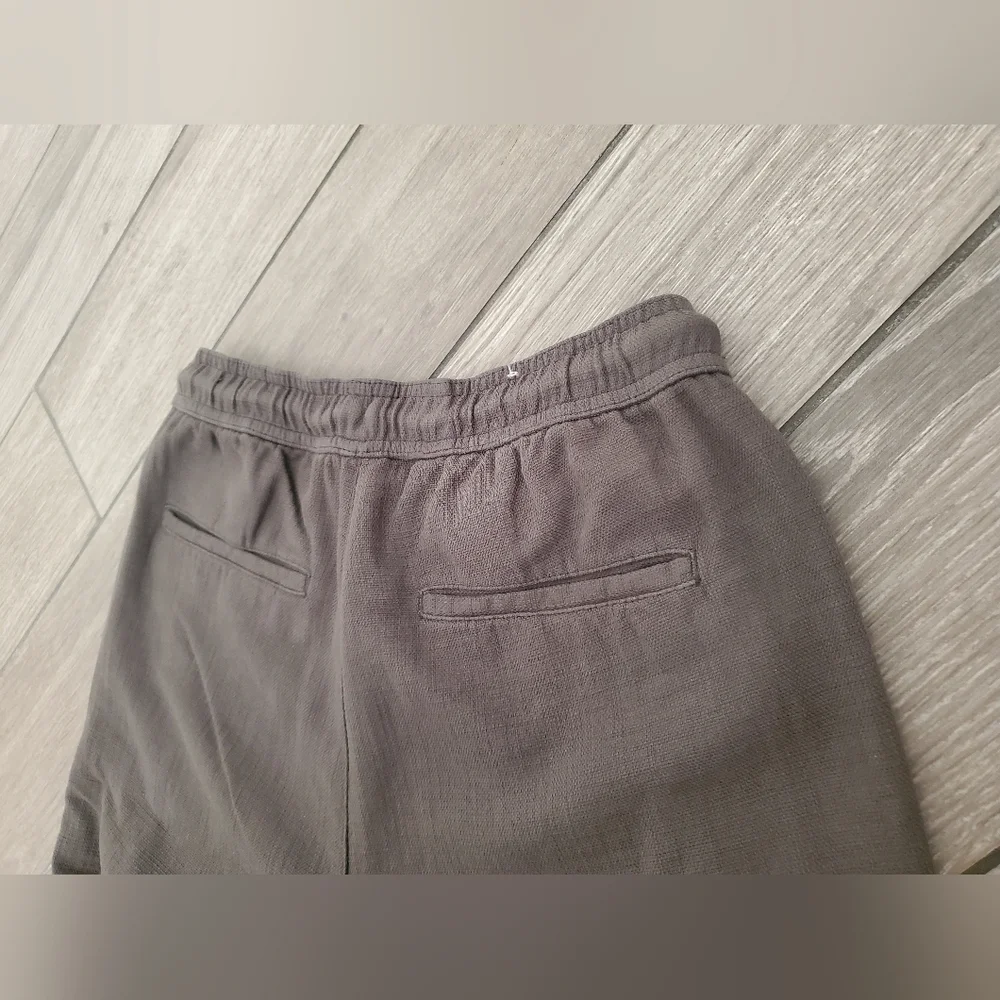 ZARA 100% cotton army olive green relaxed fit pull-on tapered casual pants - Picture 7 of 8